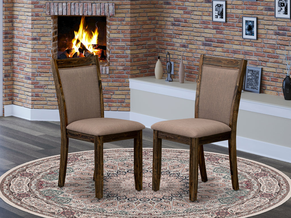 East West Furniture MZC7T48 Monza Parson Dining Chairs - Coffee Linen Fabric Padded Chairs, Set of 2, Distressed Jacobean
