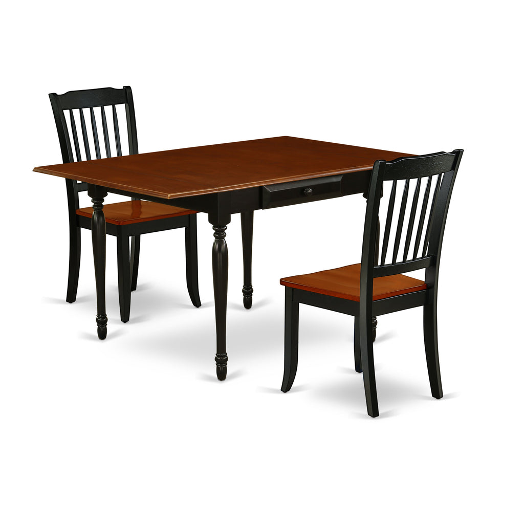 East West Furniture MZDA3-BCH-W 3 Piece Dinette Set for Small Spaces Contains a Rectangle Dining Table with Dropleaf and 2 Kitchen Dining Chairs, 36x54 Inch, Black & Cherry