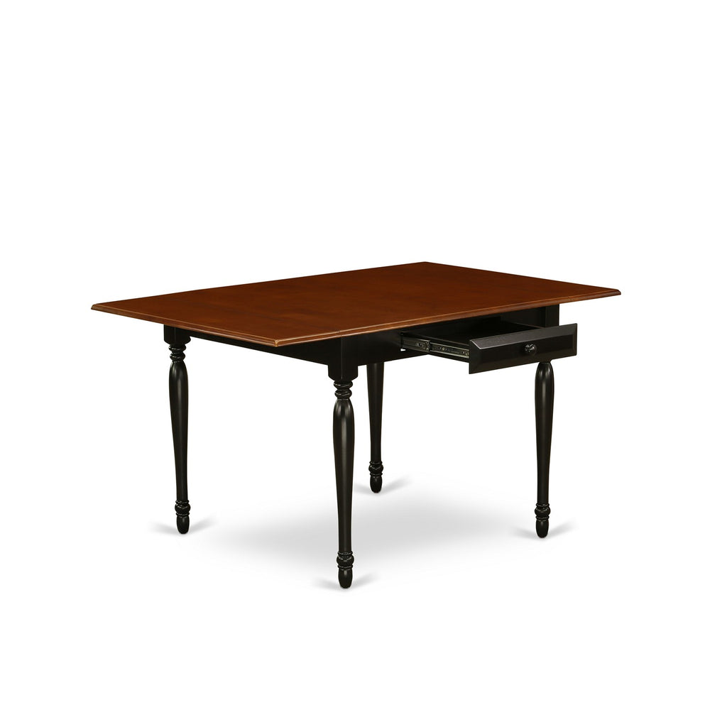 East West Furniture MZT-BCH-T Monza Mid-Century Modern Dining Table - a Rectangle Dining Table Top with Dropleaf & Stylish Legs, 36x54 Inch, Black & Cherry