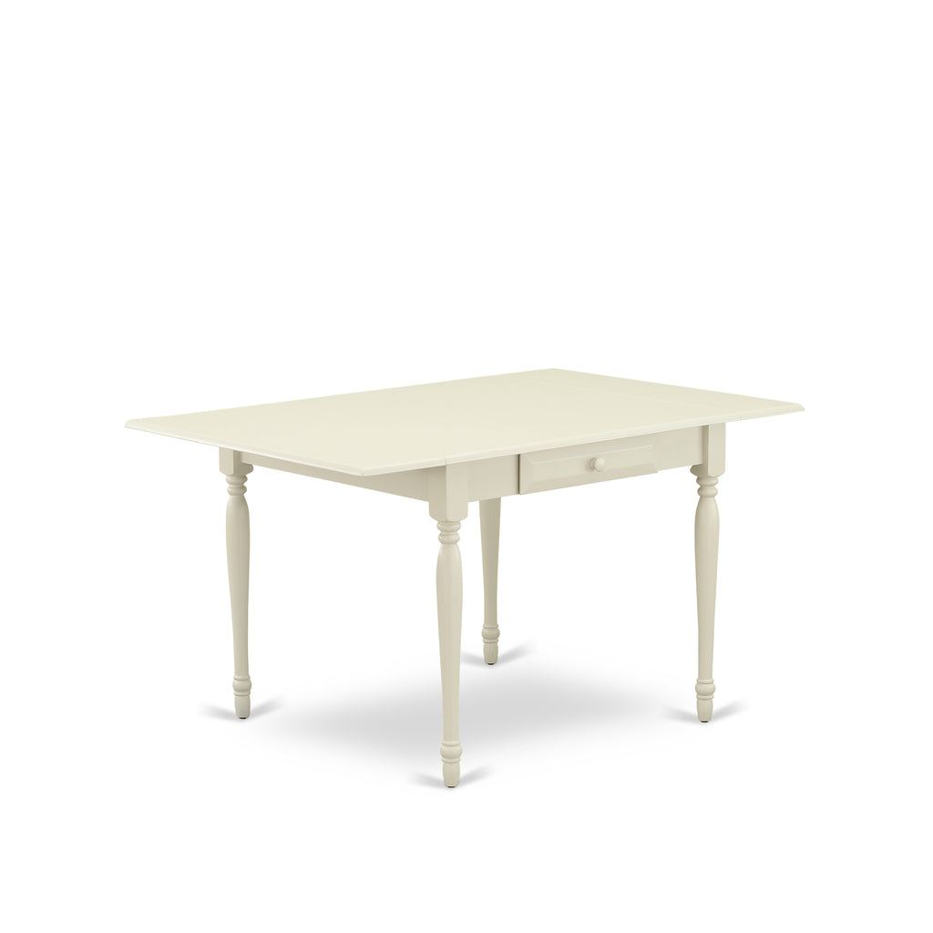 East West Furniture MZT-LWH-T Monza Dining Table - a Rectangle Wooden Table Top with Dropleaf & Stylish Legs, 36x54 Inch, Linen White