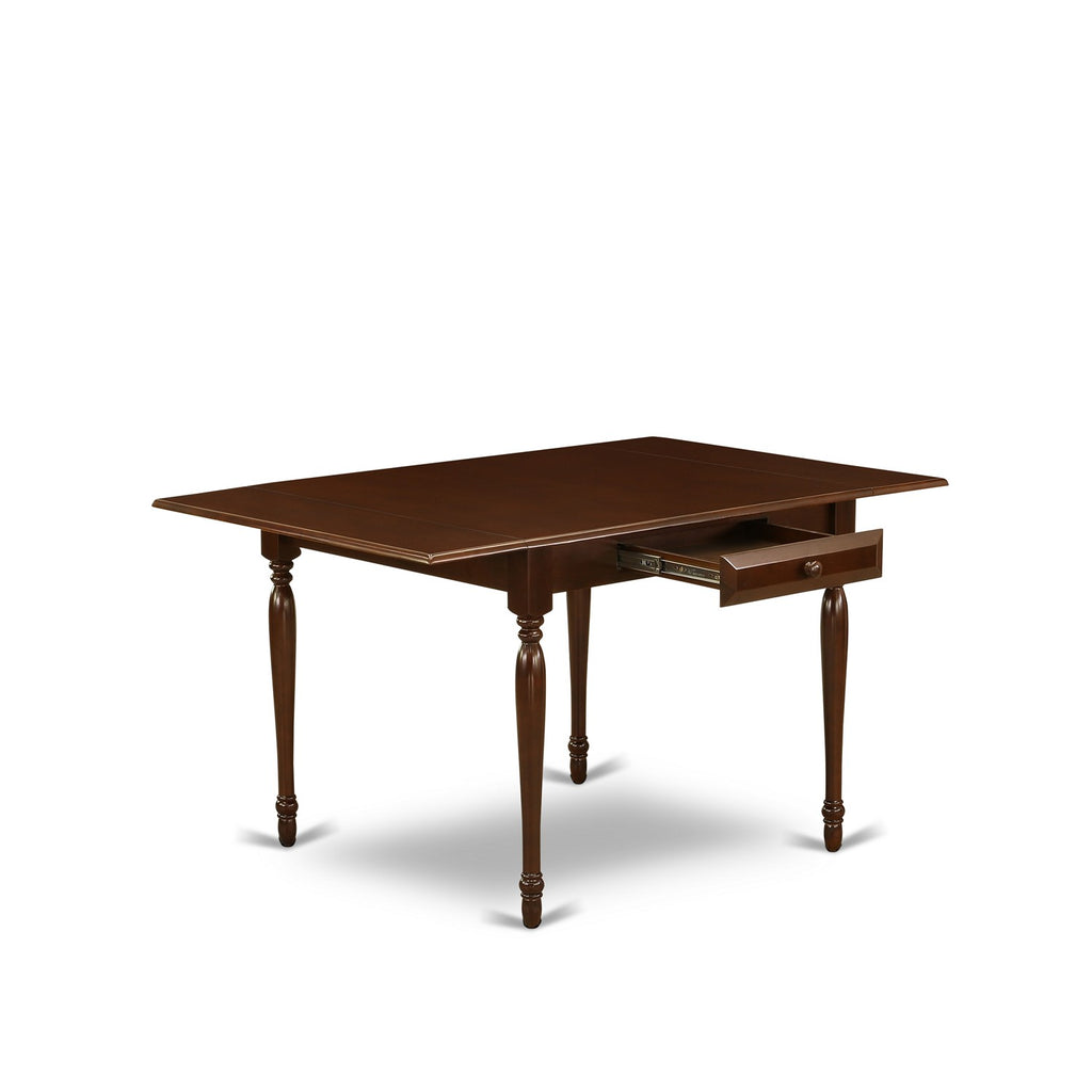 East West Furniture MZT-MAH-T Monza Kitchen Table - a Rectangle Dining Table Top with Dropleaf & Stylish Legs, 36x54 Inch, Mahogany