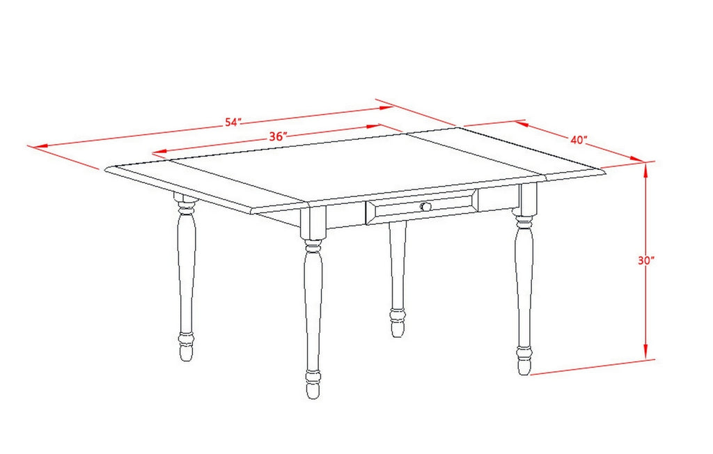 East West Furniture MZKE3-WHI-W 3 Piece Dining Table Set for Small Spaces Contains a Rectangle Dining Room Table with Dropleaf and 2 Wood Seat Chairs, 36x54 Inch, Buttermilk & Cherry