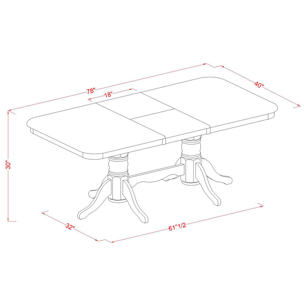 East West Furniture NANA9-SBR-W 9 Piece Kitchen Table & Chairs Set Includes a Rectangle Dining Room Table with Butterfly Leaf and 8 Solid Wood Seat Chairs, 40x78 Inch, Saddle Brown