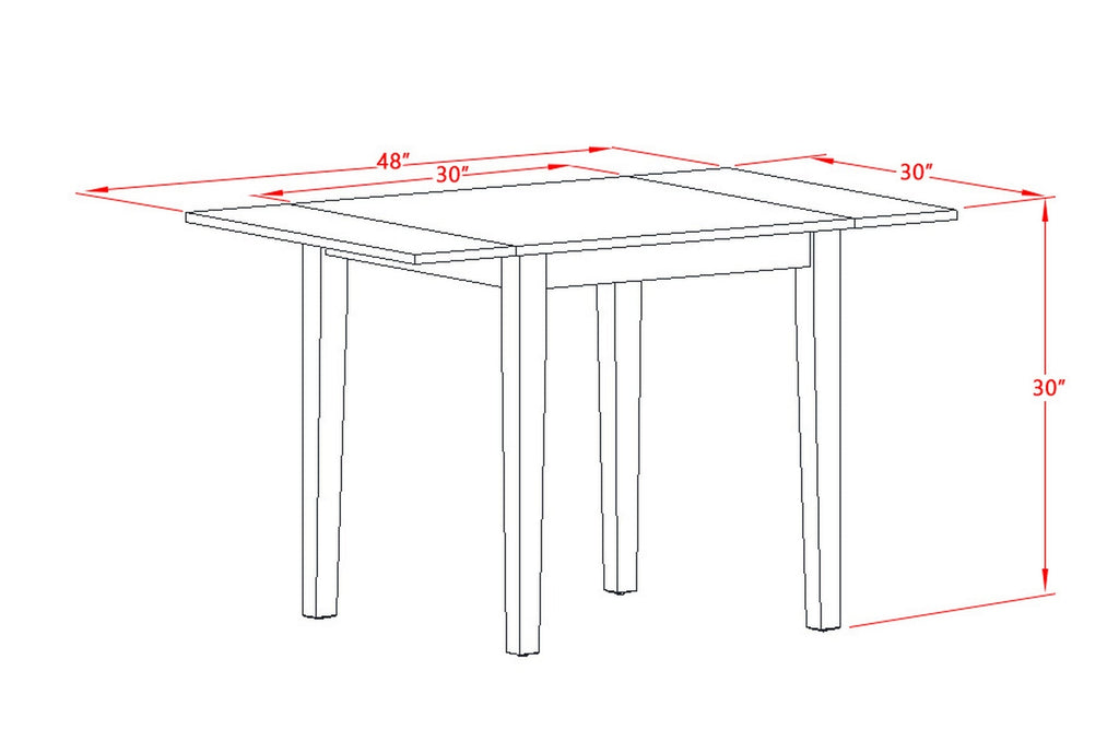 East West Furniture NDWE5-BCH-W 5 Piece Dinette Set for 4 Includes a Rectangle Dining Room Table with Dropleaf and 4 Dining Chairs, 30x48 Inch, Black & Cherry