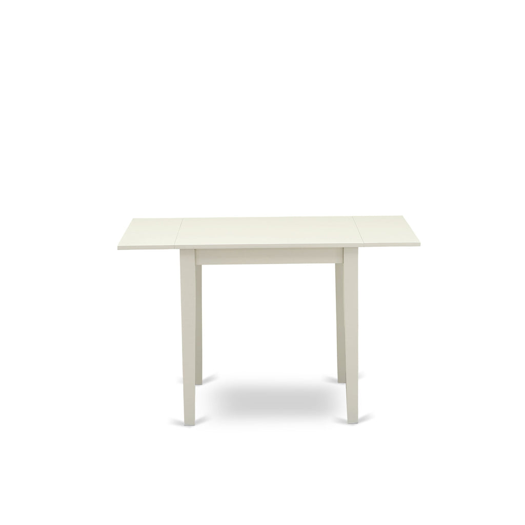 East West Furniture NDDA3-LWH-22 3 Piece Dinette Set Consists of a Rectangle Dining Table with Dropleaf and 2 Upholstered Parson Chairs, 30x48 Inch, linen white