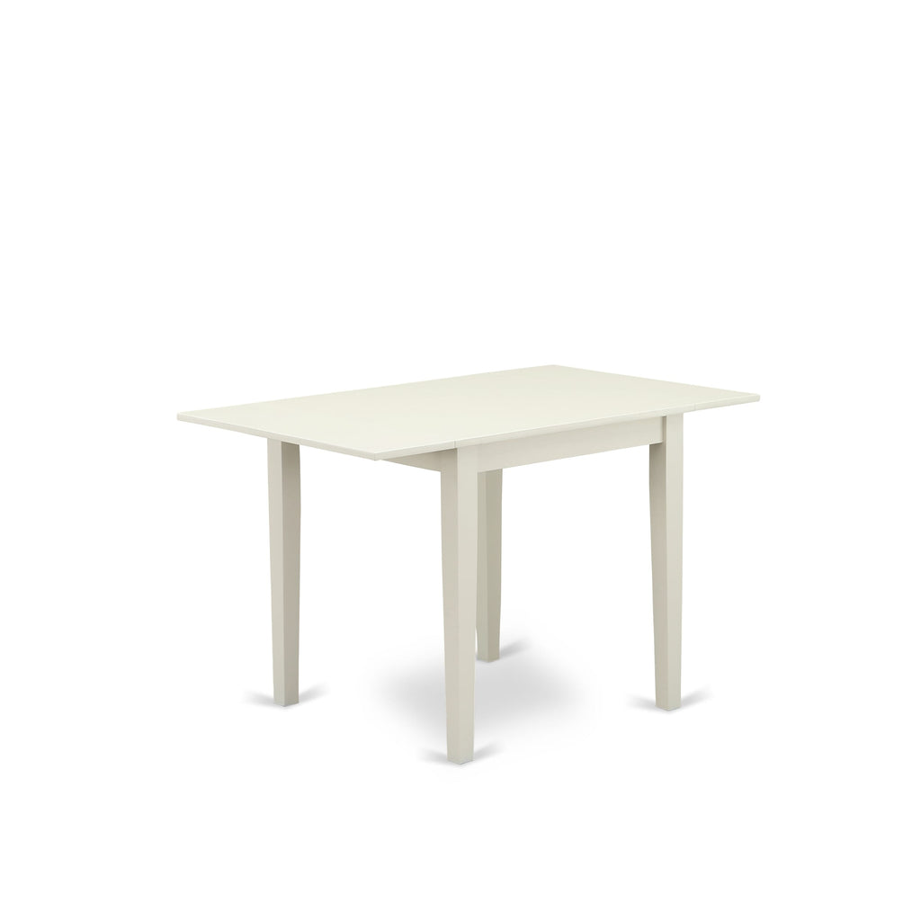 East West Furniture NDDA3-LWH-22 3 Piece Dinette Set Consists of a Rectangle Dining Table with Dropleaf and 2 Upholstered Parson Chairs, 30x48 Inch, linen white