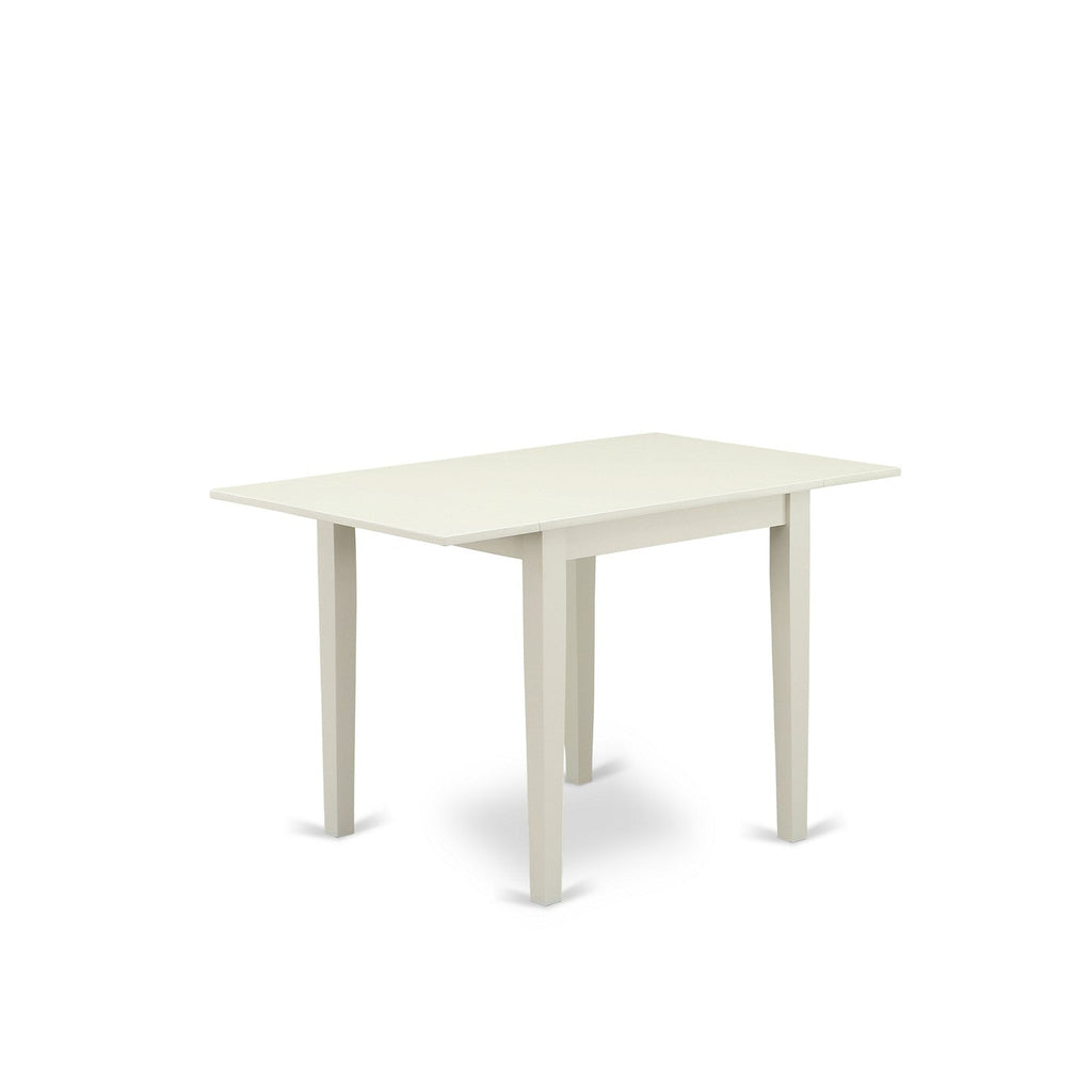 East West Furniture NDT-LWH-T Norden Mid-Century Modern Dining Table - a Rectangle Dining Table Top with Dropleaf & Stylish Legs, 30x48 Inch, Linen White