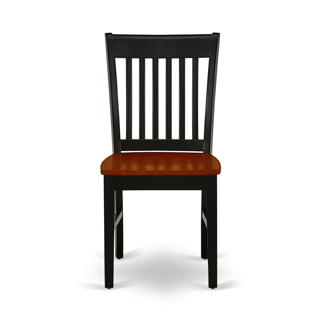 East West Furniture NFC-BCH-W Norfolk Dining Chairs - Slat Back Wood Seat Kitchen Chairs, Set of 2, Black & Cherry