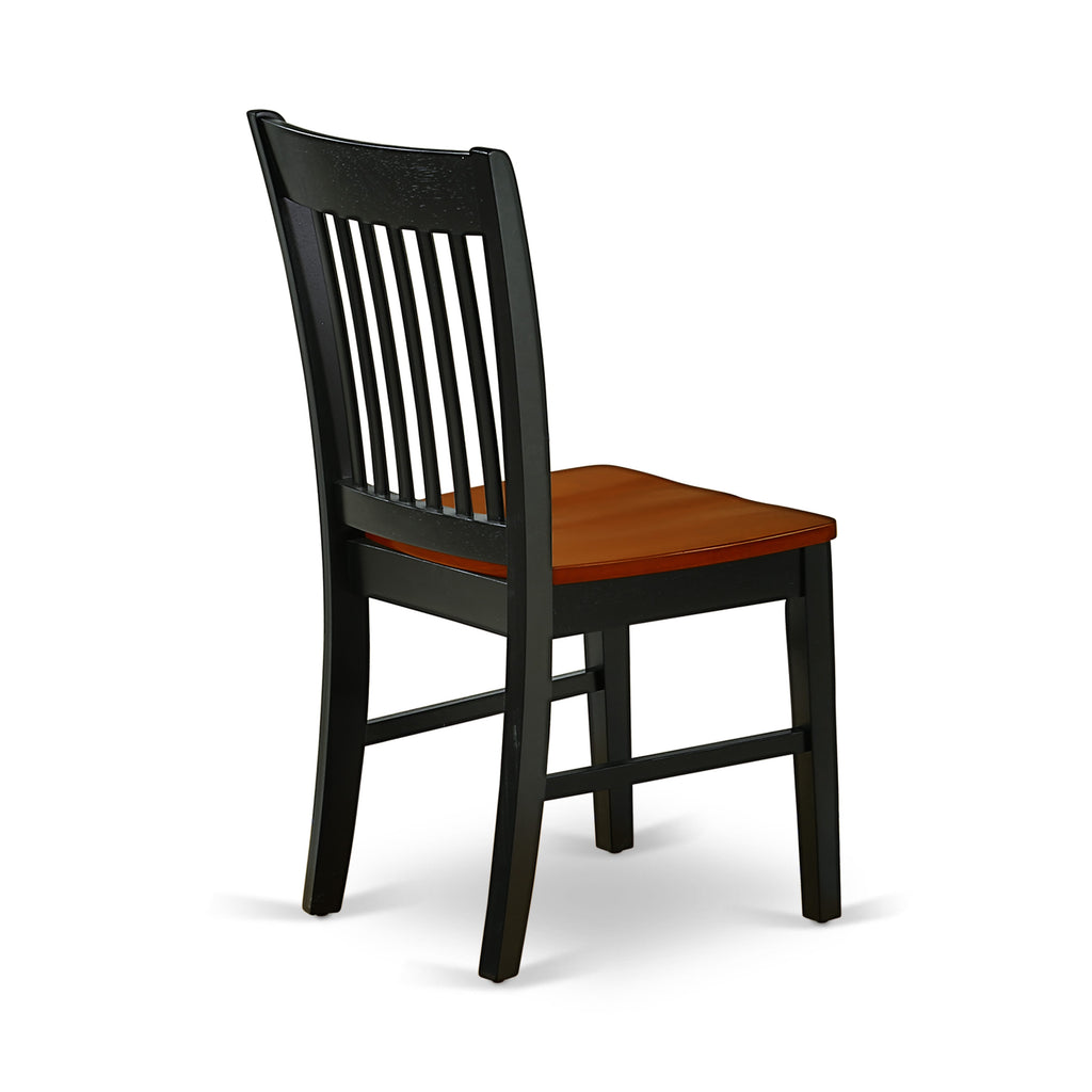 East West Furniture NFC-BCH-W Norfolk Dining Chairs - Slat Back Wood Seat Kitchen Chairs, Set of 2, Black & Cherry