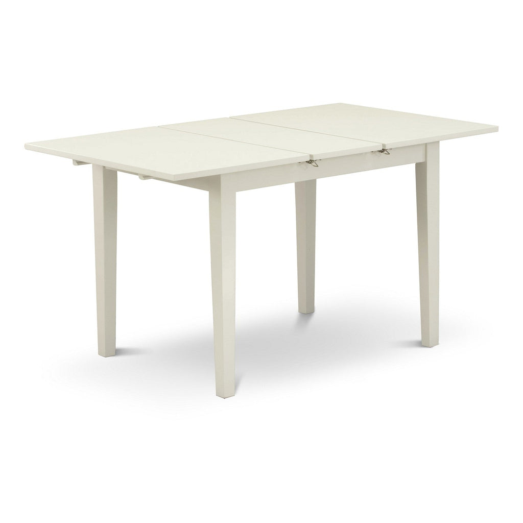 East West Furniture NFT-LWH-T Norfolk Kitchen Table - a Rectangle Dining Table Top with Butterfly Leaf, 32x54 Inch, Linen White