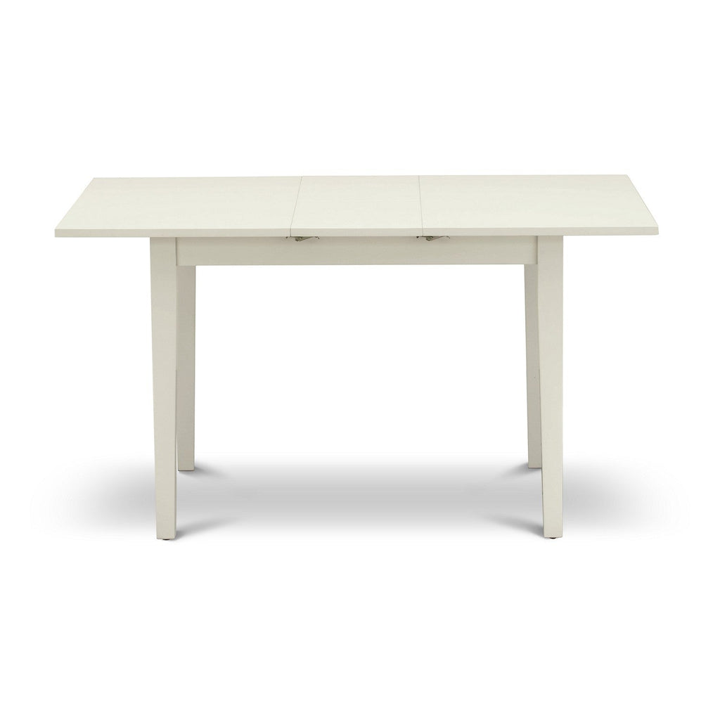 East West Furniture NFT-LWH-T Norfolk Kitchen Table - a Rectangle Dining Table Top with Butterfly Leaf, 32x54 Inch, Linen White