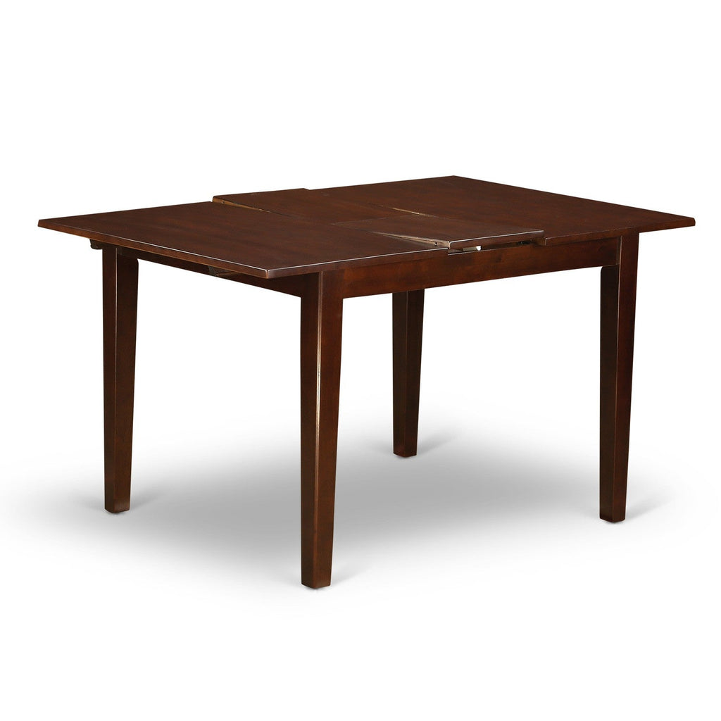 East West Furniture NODO5-MAH-W 5 Piece Kitchen Table Set for 4 Includes a Rectangle Dining Room Table with Butterfly Leaf and 4 Solid Wood Seat Chairs, 32x54 Inch, Mahogany