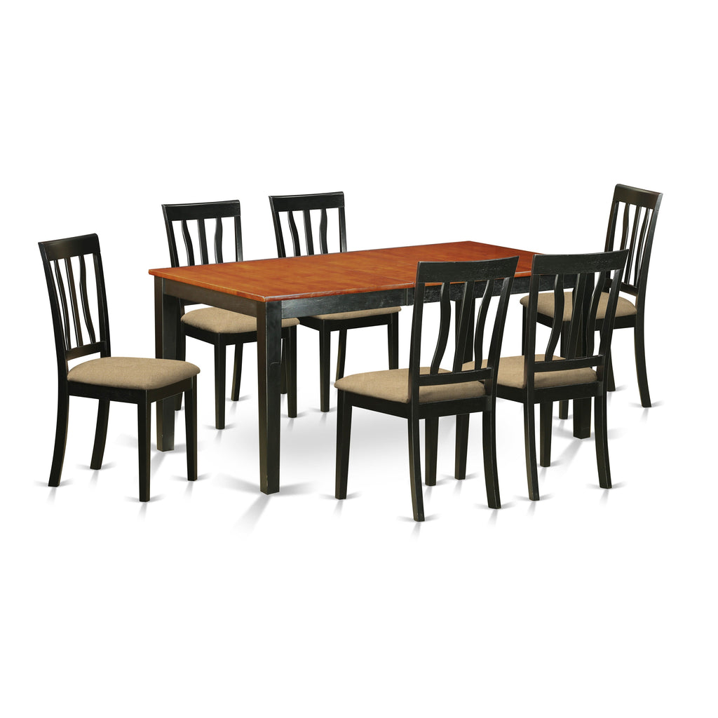 East West Furniture NIAN7-BCH-C 7 Piece Modern Dining Table Set Consist of a Rectangle Wooden Table with Butterfly Leaf and 6 Linen Fabric Upholstered Chairs, 36x66 Inch, Black & Cherry