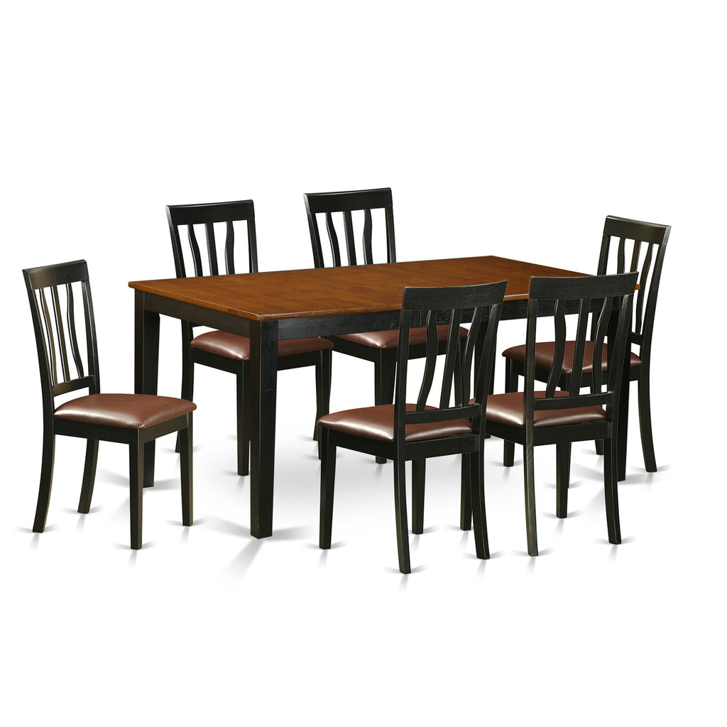 East West Furniture NIAN7-BCH-LC 7 Piece Dining Room Furniture Set Consist of a Rectangle Kitchen Table with Butterfly Leaf and 6 Faux Leather Upholstered Chairs, 36x66 Inch, Black & Cherry