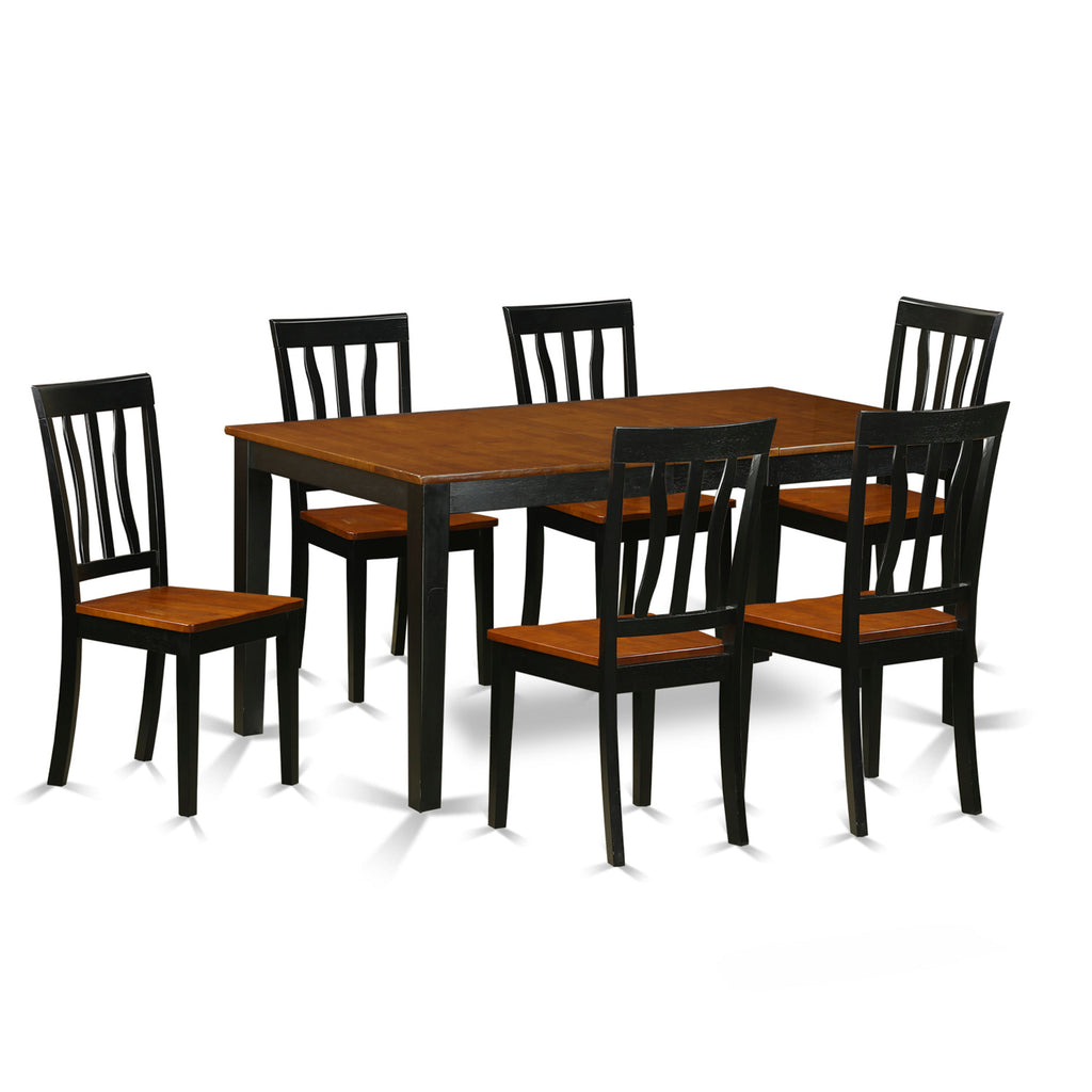 East West Furniture NIAN7-BCH-W 7 Piece Dining Set Consist of a Rectangle Dining Room Table with Butterfly Leaf and 6 Wood Seat Chairs, 36x66 Inch, Black & Cherry