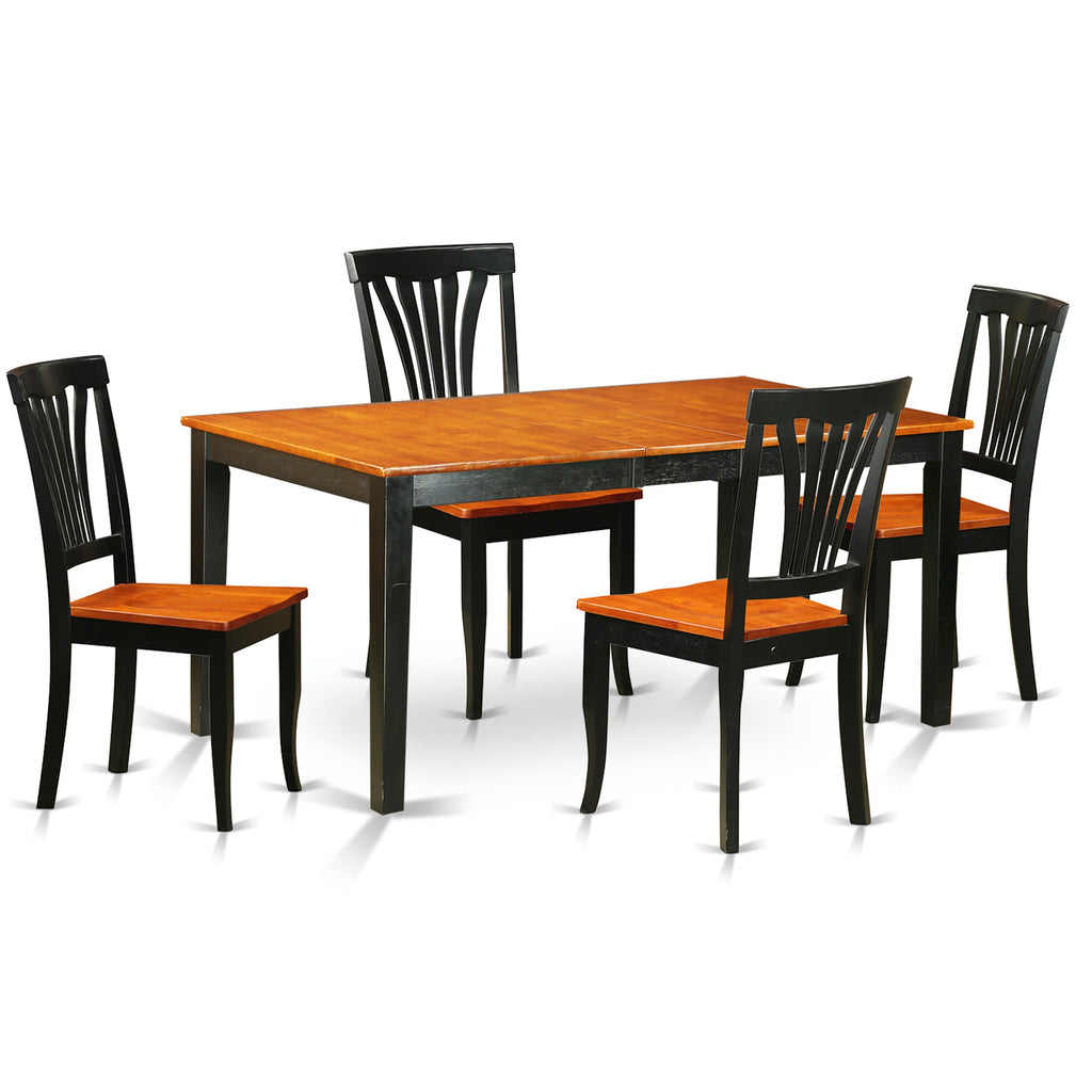 East West Furniture NIAV5-BCH-W 5 Piece Modern Dining Table Set Includes a Rectangle Wooden Table with Butterfly Leaf and 4 Dining Room Chairs, 36x66 Inch, Black & Cherry