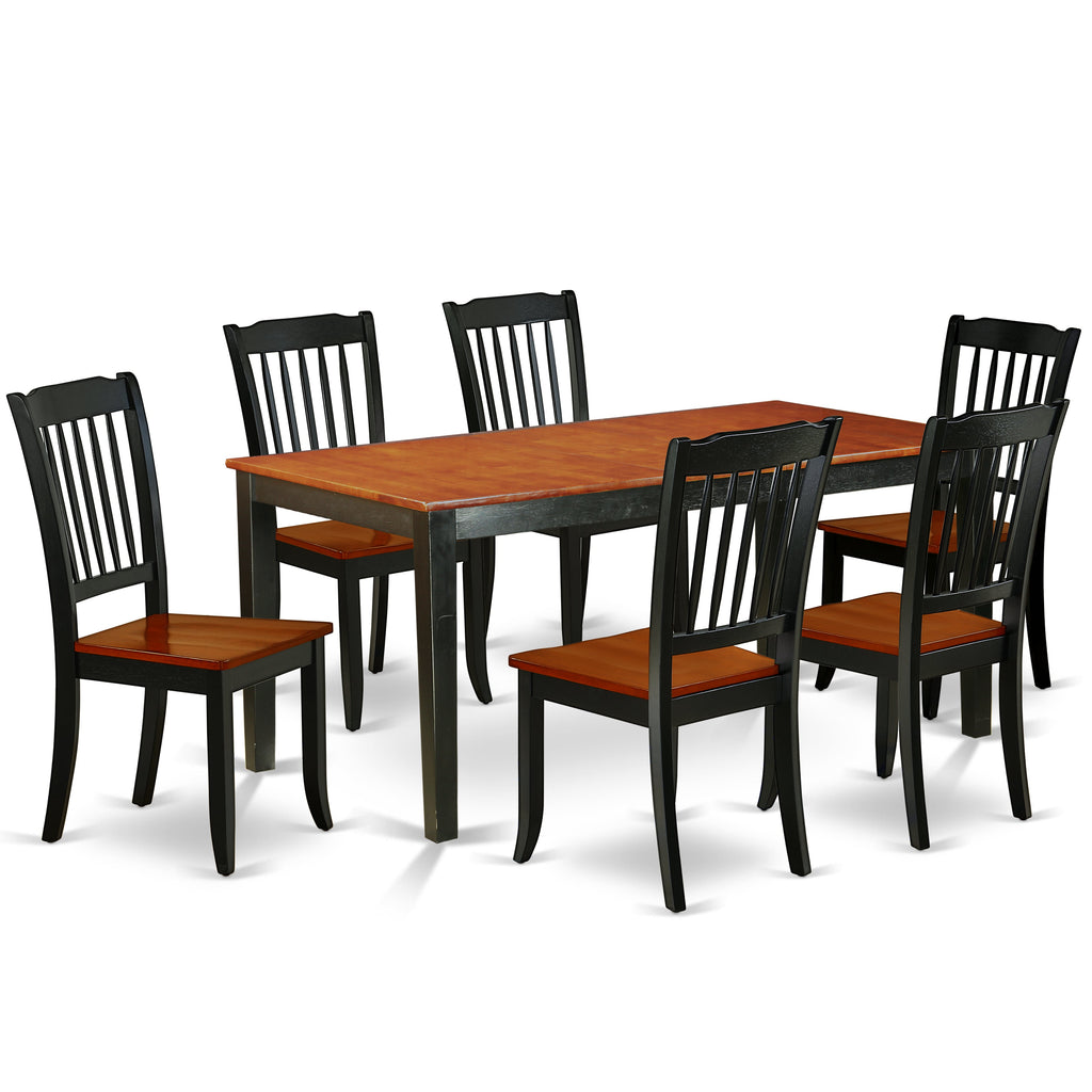 East West Furniture NIDA7-BCH-W 7 Piece Dining Room Table Set Consist of a Rectangle Wooden Table with Butterfly Leaf and 6 Kitchen Dining Chairs, 36x66 Inch, Black & Cherry