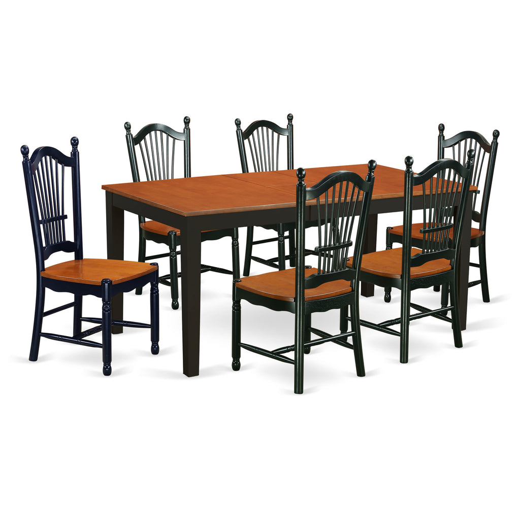 East West Furniture NIDO7-BCH-W 7 Piece Dining Room Furniture Set Consist of a Rectangle Kitchen Table with Butterfly Leaf and 6 Dining Chairs, 36x66 Inch, Black & Cherry