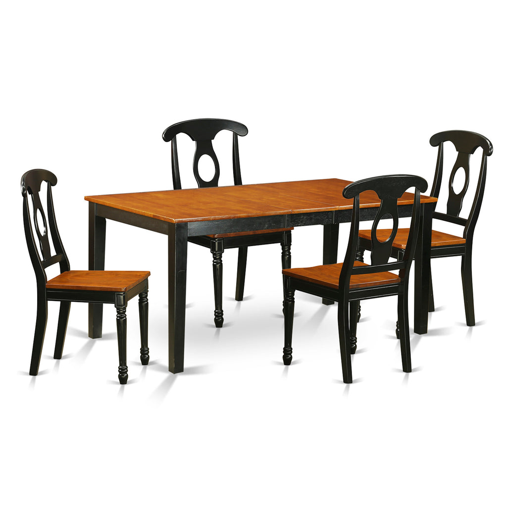 East West Furniture NIKE5-BCH-W 5 Piece Dining Table Set for 4 Includes a Rectangle Kitchen Table with Butterfly Leaf and 4 Dinette Chairs, 36x66 Inch, Black & Cherry