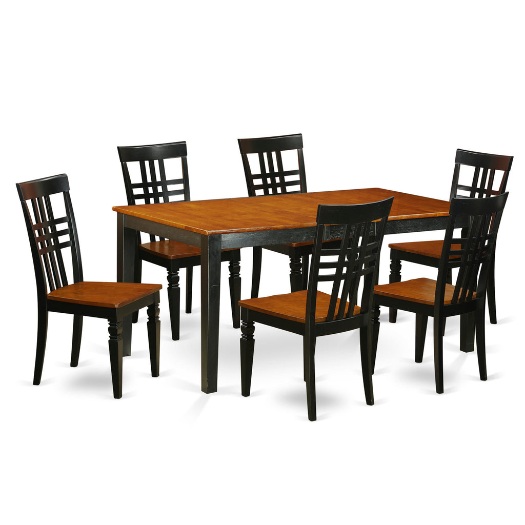 East West Furniture NILG7-BCH-W 7 Piece Dining Table Set Consist of a Rectangle Dining Room Table with Butterfly Leaf and 6 Wood Seat Chairs, 36x66 Inch, Black & Cherry