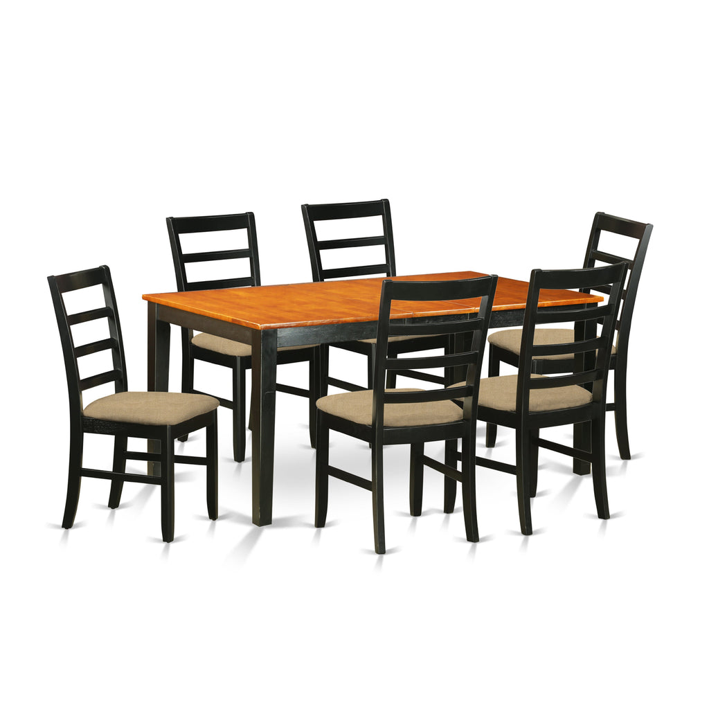 East West Furniture NIPF7-BCH-C 7 Piece Kitchen Table & Chairs Set Consist of a Rectangle Butterfly Leaf Dining Table and 6 Linen Fabric Upholstered Chairs, 36x66 Inch, Black & Cherry