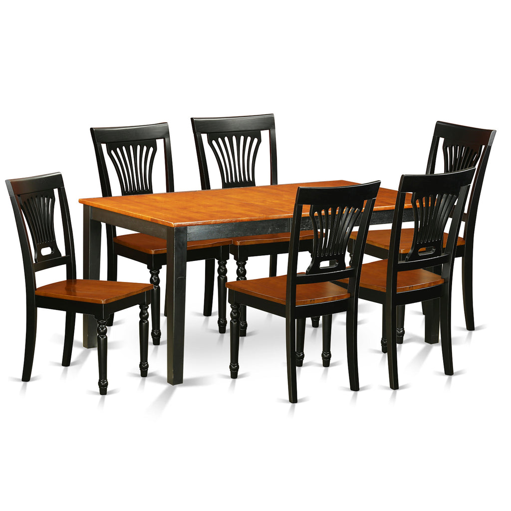 East West Furniture NIPL7-BCH-W 7 Piece Dining Table Set Consist of a Rectangle Dining Room Table with Butterfly Leaf and 6 Wooden Seat Chairs, 36x66 Inch, Black & Cherry