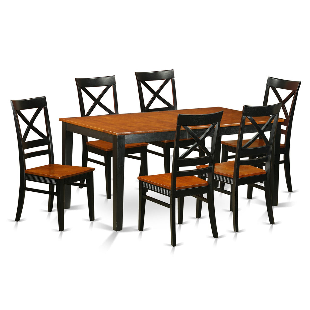 East West Furniture NIQU7-BCH-W 7 Piece Dining Room Table Set Consist of a Rectangle Kitchen Table with Butterfly Leaf and 6 Dining Chairs, 36x66 Inch, Black & Cherry