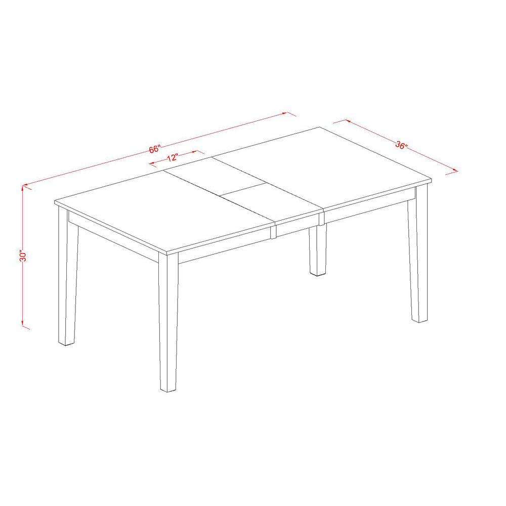 East West Furniture NIKE5-BCH-W 5 Piece Dining Table Set for 4 Includes a Rectangle Kitchen Table with Butterfly Leaf and 4 Dinette Chairs, 36x66 Inch, Black & Cherry