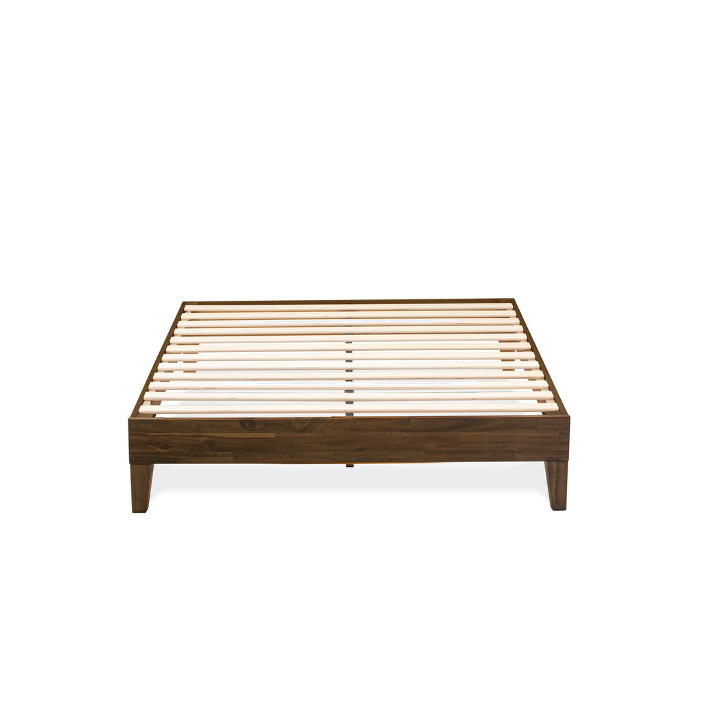 East West Furniture NVP-22-F Full Size Bed Frame with 4 Hardwood Legs and 2 Extra Center Legs - Walnut Finish