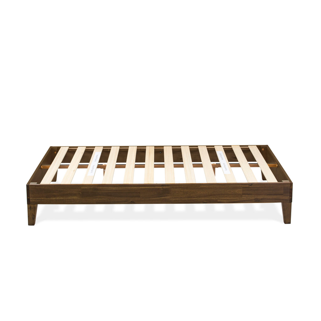 East West Furniture NVP-22-F Full Size Bed Frame with 4 Hardwood Legs and 2 Extra Center Legs - Walnut Finish