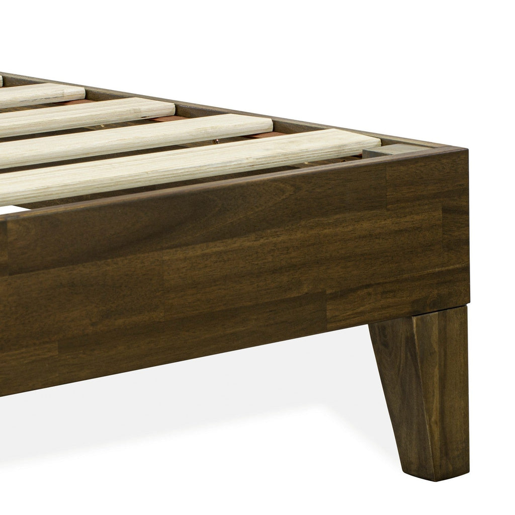 East West Furniture NVP-22-K Platform Bed Frame with 4 Hardwood Legs and 2 Extra Center Legs - Walnut Finish