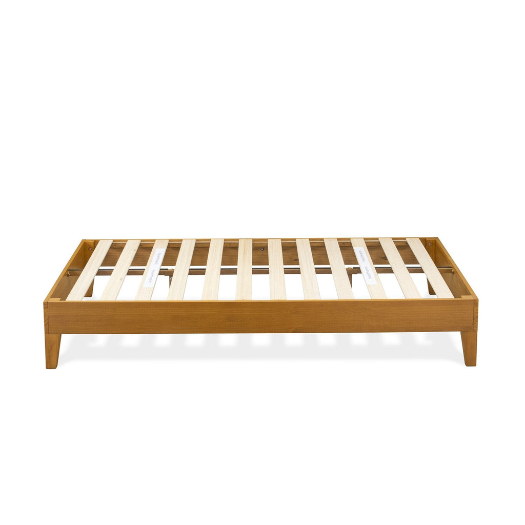 East West Furniture NVP-23-F Full Platform Bed Frame with 4 Solid Wood Legs and 2 Extra Center Legs - Oak Finish