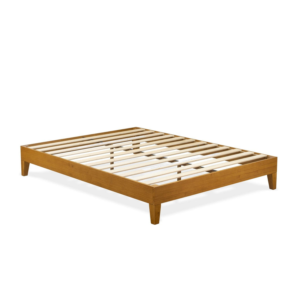 East West Furniture NVP-23-Q Queen Size Platform Bed Frame with 4 Hardwood Legs and 2 Extra Center Legs - Oak Finish
