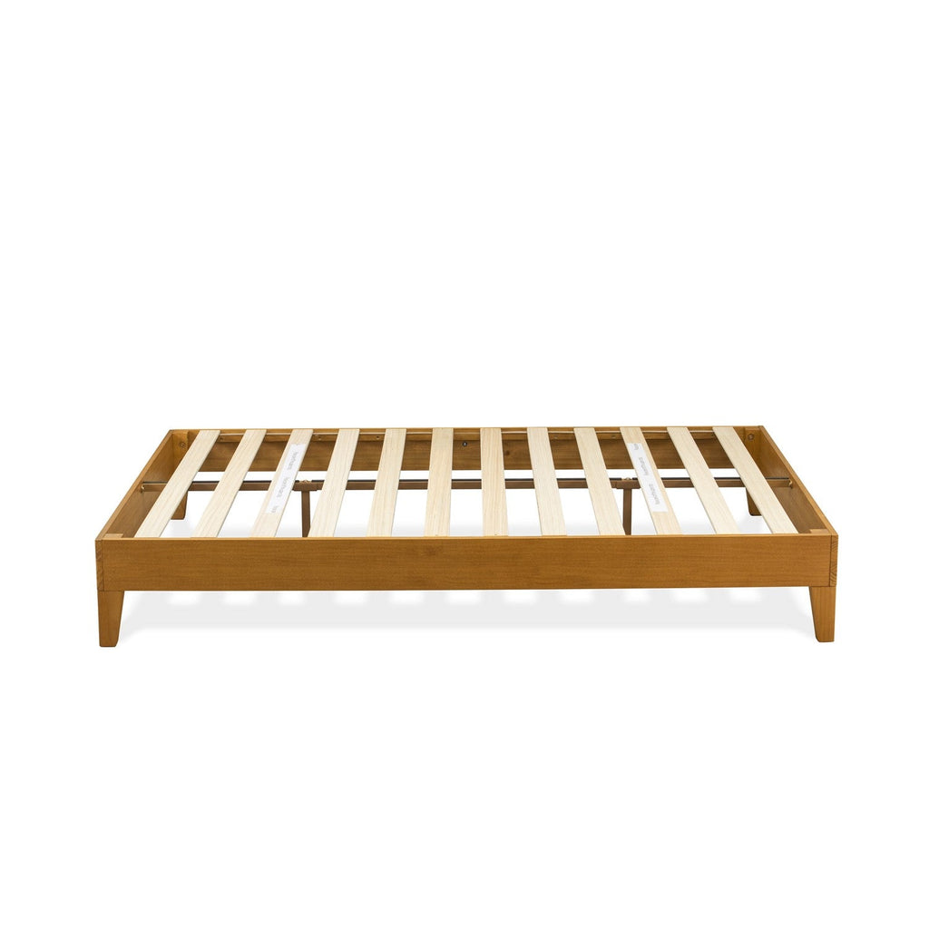 East West Furniture NVP-23-Q Queen Size Platform Bed Frame with 4 Hardwood Legs and 2 Extra Center Legs - Oak Finish