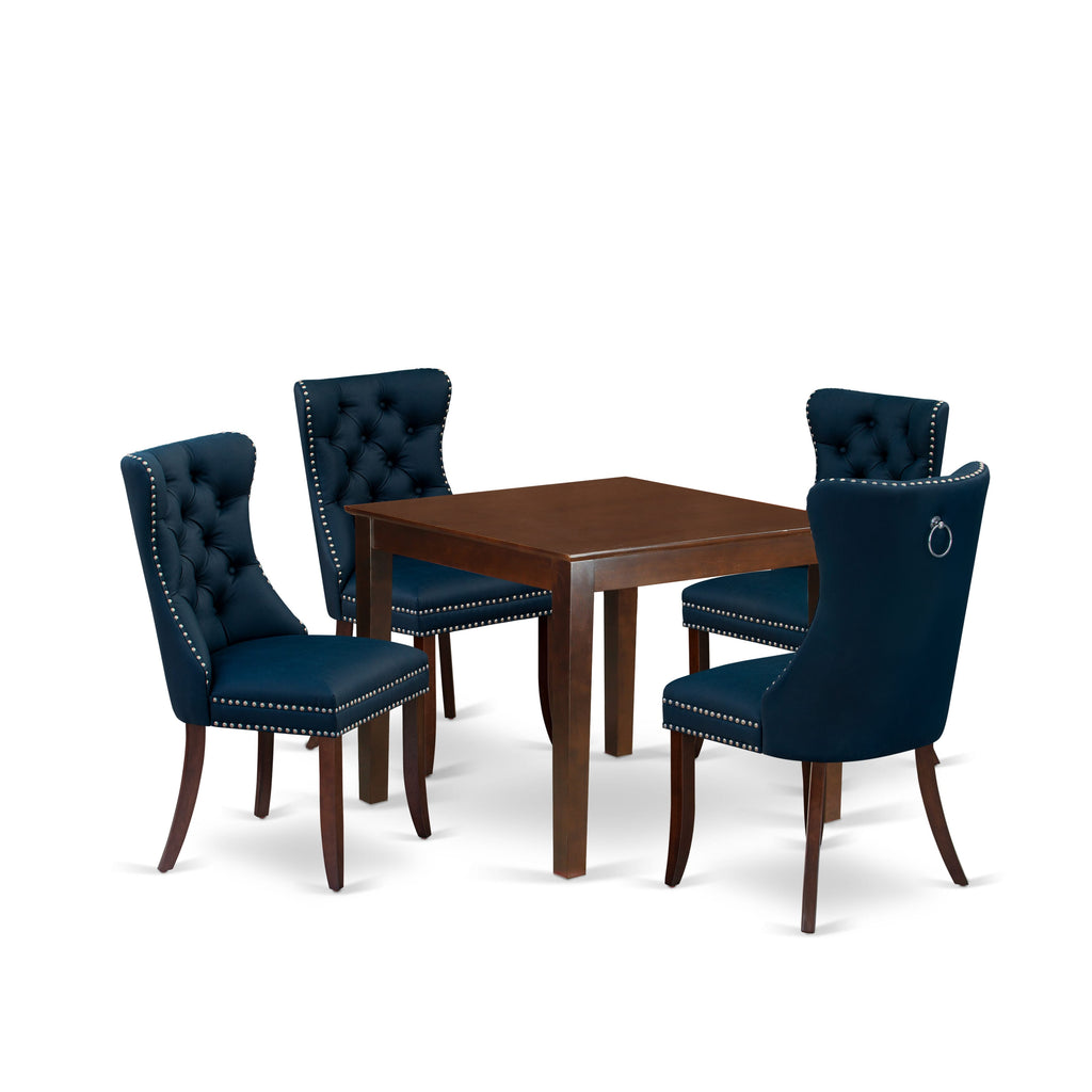 East West Furniture OXDA5-MAH-29 5 Piece Kitchen Table & Chairs Set Consists of a Square Dining Room Table and 4 Upholstered Chairs, 36x36 Inch, Mahogany