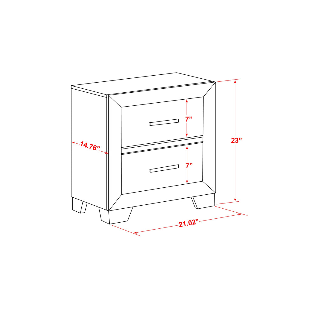 East West Furniture PA05-Q1NC00 Pandora 3-Piece Queen Bedroom Set With a Queen Size Bed 1 Mid Century Nightstand and a Chest Drawers - White Finish