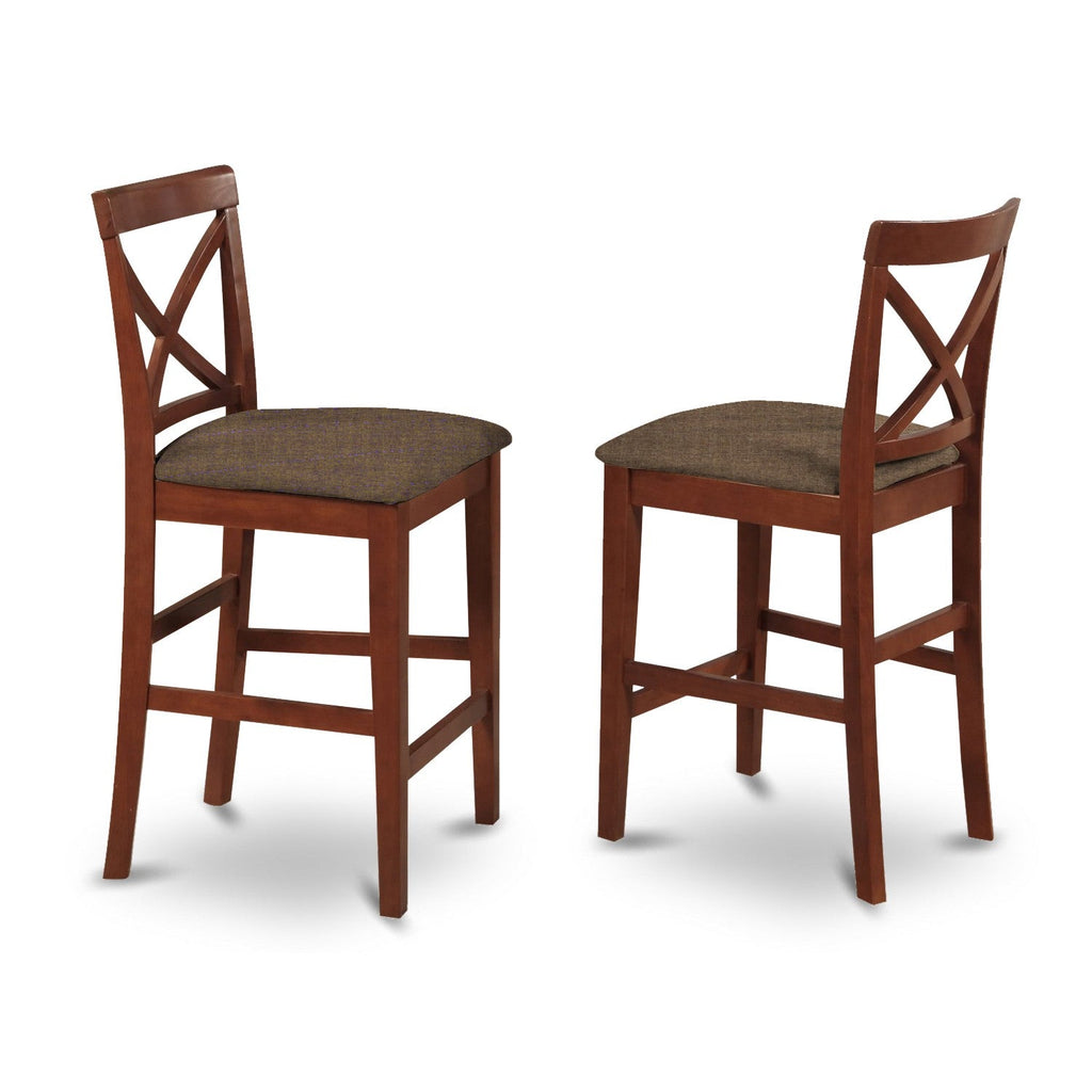 East West Furniture PUBS5-BRN-C 5 Piece Counter Height Pub Set Includes a Square Dining Table and 4 Linen Fabric Kitchen Dining Chairs, 36x36 Inch, Brown