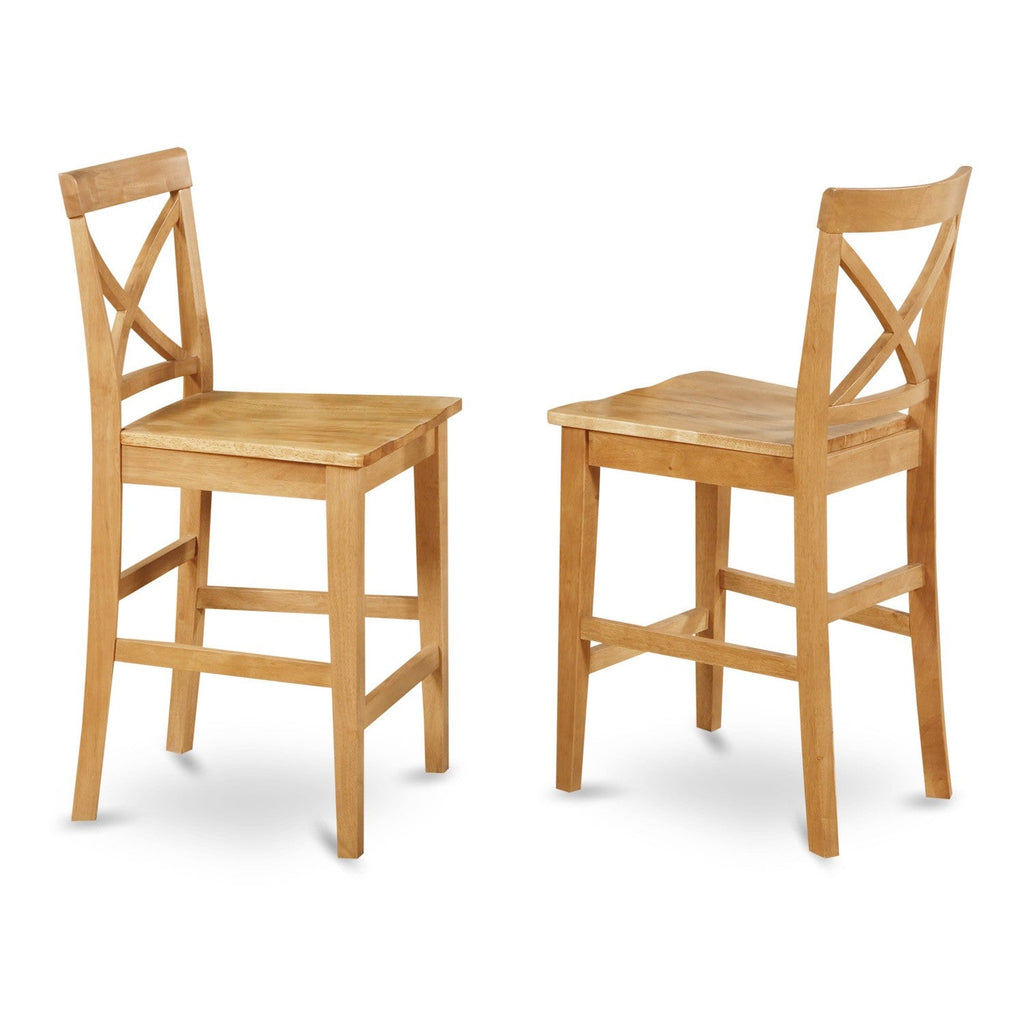 East West Furniture PBS-OAK-W Pub Counter-Height Bar Stool - Pub Height Kitchen Chairs, Set of 2, Oak