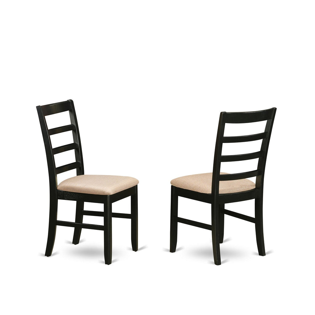 East West Furniture PFC-BLK-C Parfait Dining Chairs - Linen Fabric Upholstered Solid Wood Chairs, Set of 2, Black