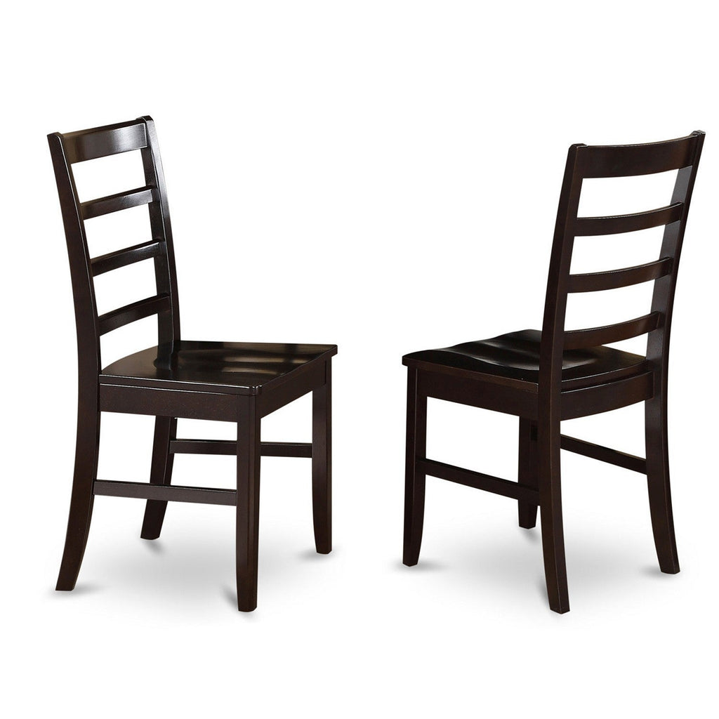 East West Furniture HLPF3-CAP-W 3 Piece Kitchen Table & Chairs Set Contains a Round Dining Table with Pedestal and 2 Dining Room Chairs, 42x42 Inch, Cappuccino