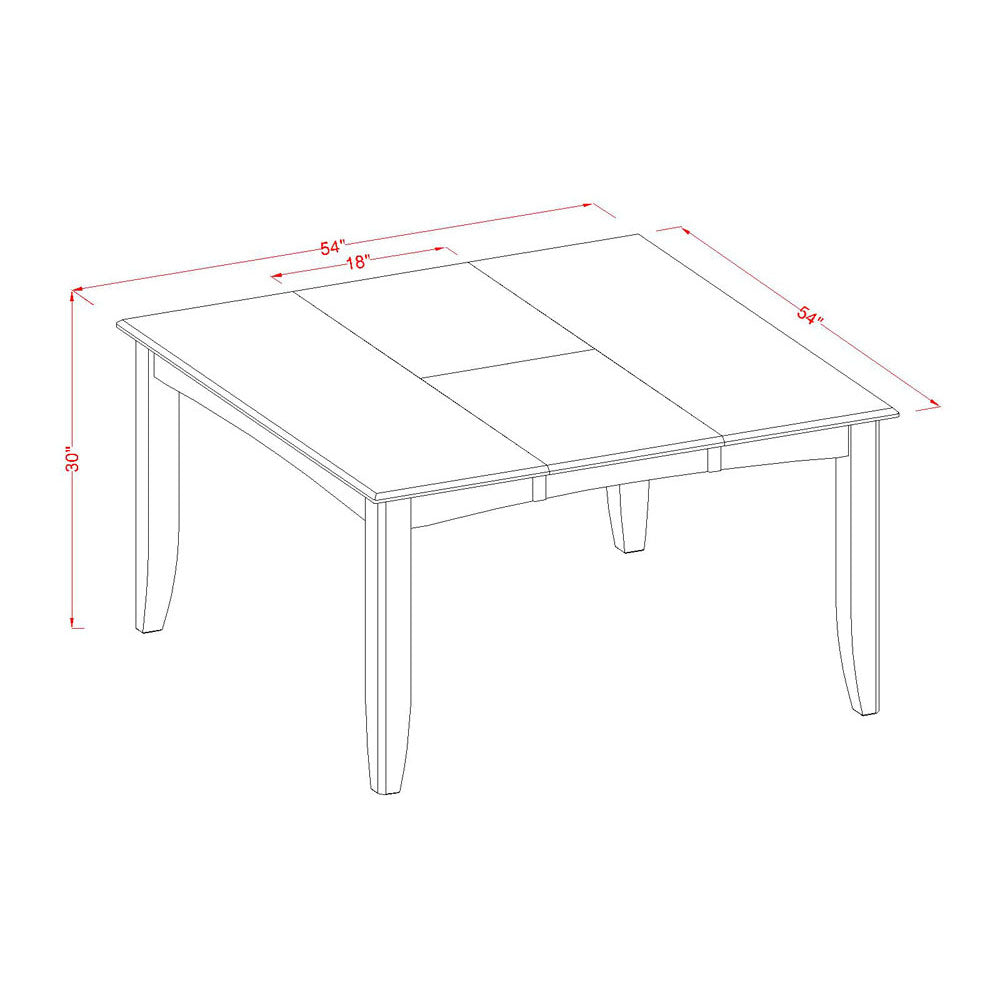 East West Furniture PFLG5-BCH-W 5 Piece Dining Table Set for 4 Includes a Square Kitchen Table with Butterfly Leaf and 4 Dinette Chairs, 54x54 Inch, Black & Cherry