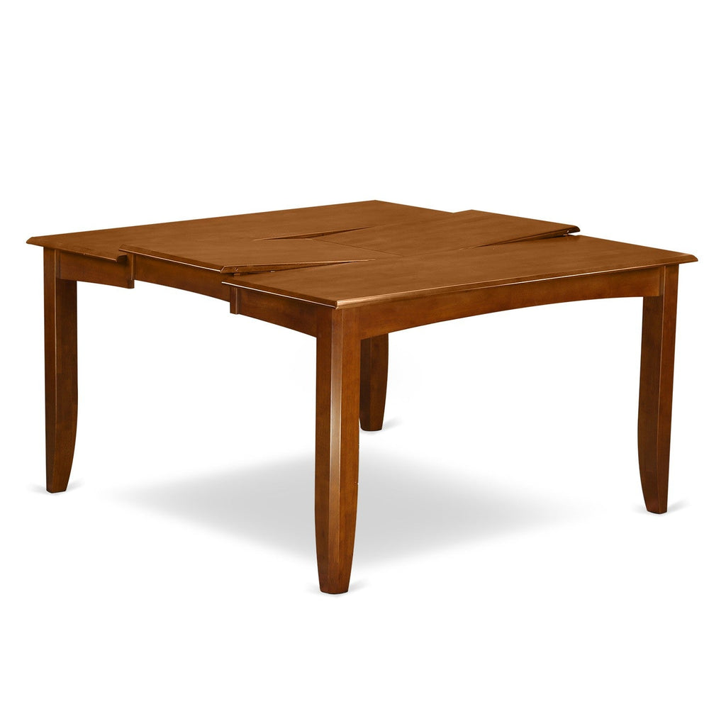 PFT-SBR-T Parfait 54" Square Kitchen Table with 18" Butterfly Leaf - Saddle Brown Color