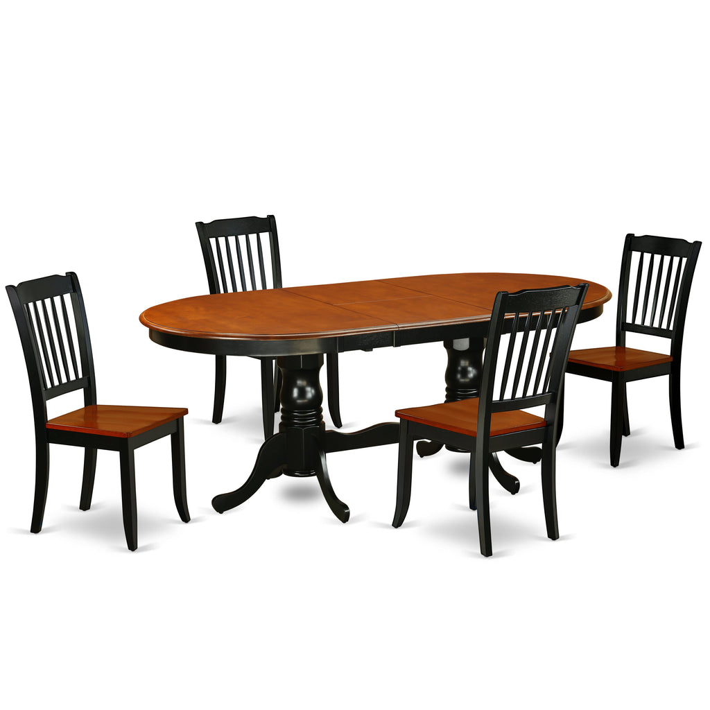 East West Furniture PLDA5-BCH-W 5 Piece Dining Table Set for 4 Includes an Oval Kitchen Table with Butterfly Leaf and 4 Kitchen Dining Chairs, 42x78 Inch, Black & Cherry