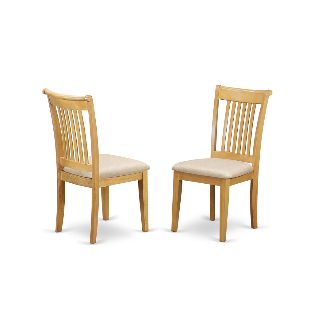East West Furniture POC-OAK-C Portland Dining Chairs - Linen Fabric Upholstered Solid Wood Chairs, Set of 2, Oak
