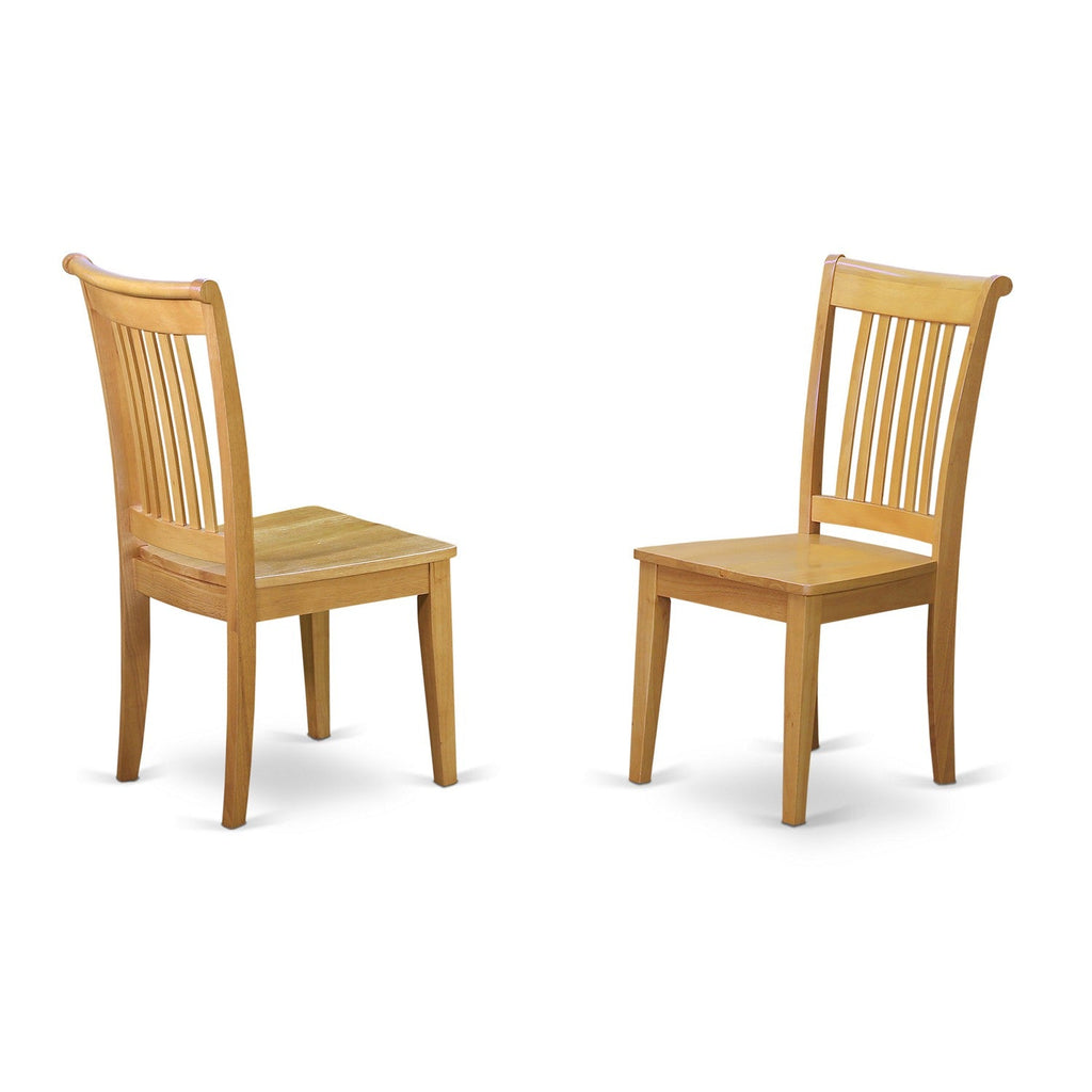 East West Furniture POC-OAK-W Portland Kitchen Dining Chairs - Slat Back Wooden Seat Chairs, Set of 2, Oak