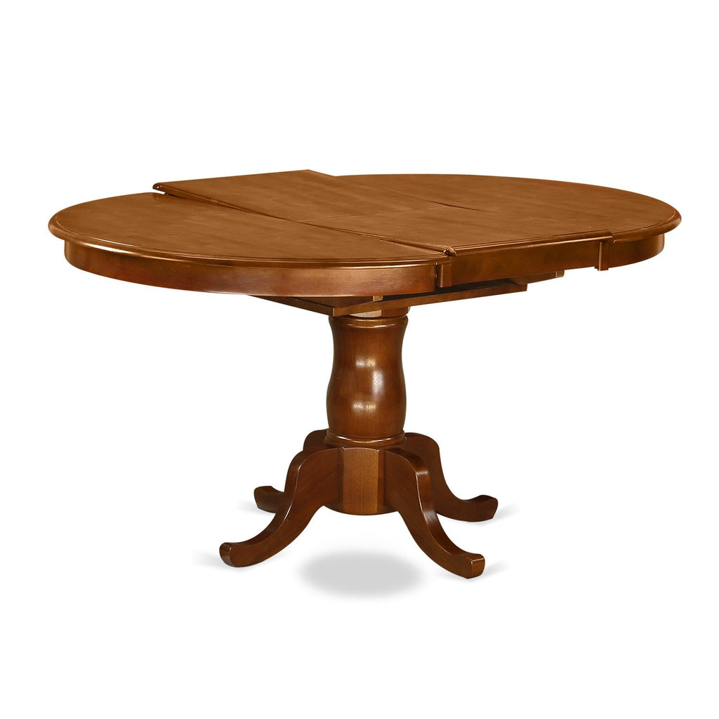 East West Furniture POT-SBR-TP Portland Modern Dining Table - an Oval Kitchen Table Top with Butterfly Leaf & Pedestal Base, 42x60 Inch, Saddle Brown