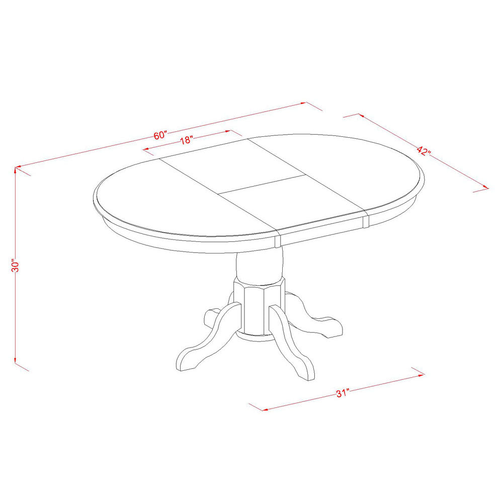 East West Furniture POAV7-SBR-W 7 Piece Dining Table Set Consist of an Oval Dining Room Table with Butterfly Leaf and 6 Wood Seat Chairs, 42x60 Inch, Saddle Brown