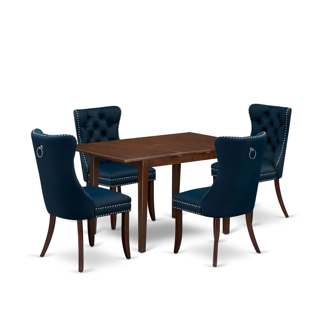 East West Furniture PSDA5-MAH-29 5 Piece Dining Table Set Includes a Rectangle Wooden Table with Butterfly Leaf and 4 Upholstered Chairs, 32x60 Inch, Mahogany