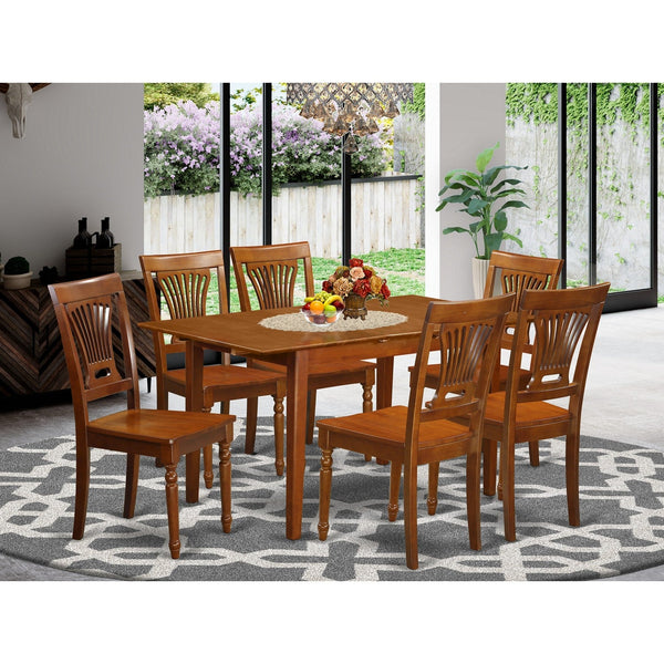 East West Furniture PSPL7 SBR W 7 Piece Dining Set Consist of a