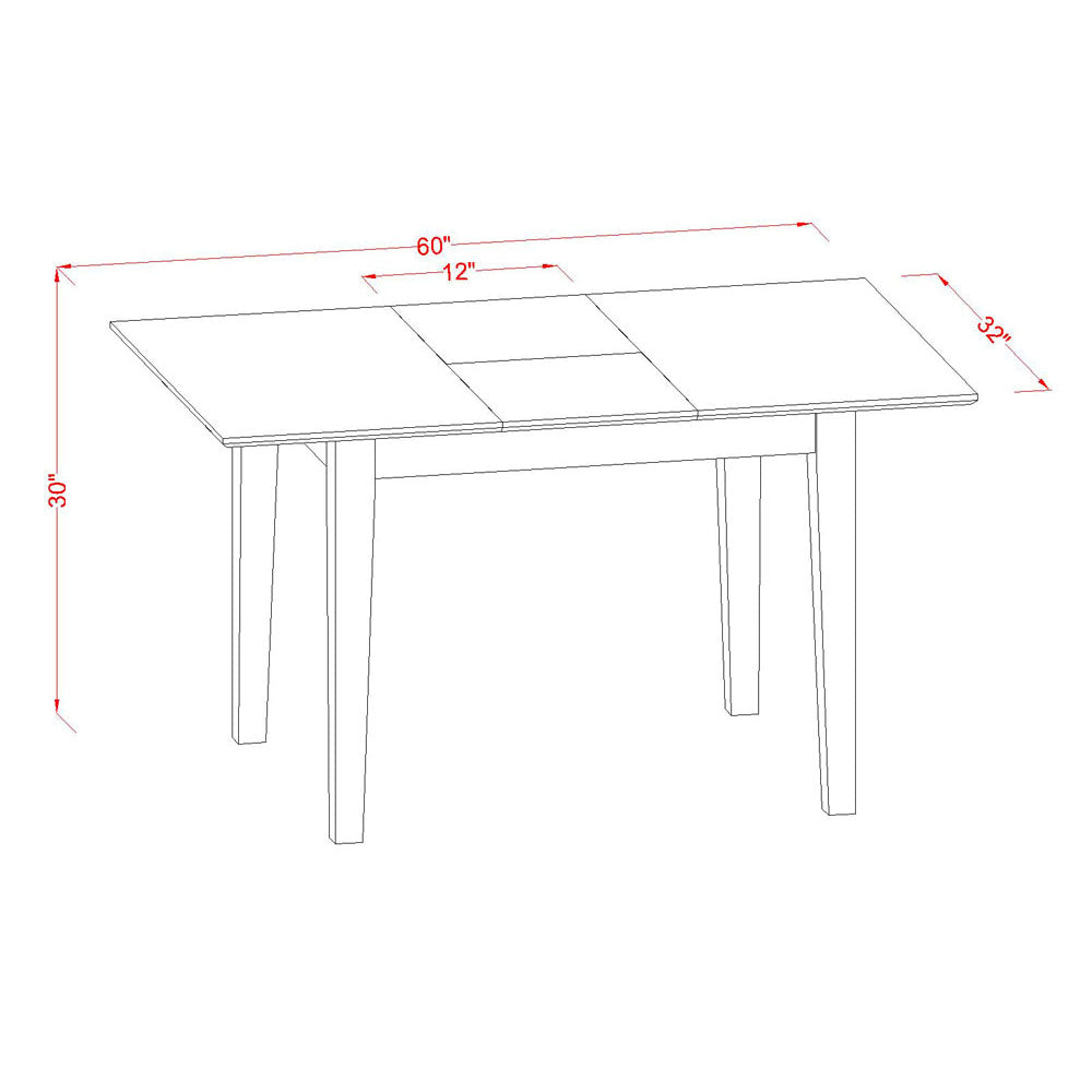 East West Furniture PSIP3-MAH-C 3 Piece Dining Room Table Set Contains a Rectangle Wooden Table with Butterfly Leaf and 2 Linen Fabric Kitchen Dining Chairs, 32x60 Inch, Mahogany